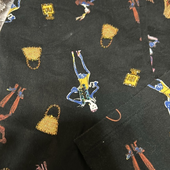 VANITY COLLECTION BEADED SHOPPING GIRL sequin PANTS ARTSY FUN size large - Picture 3 of 6